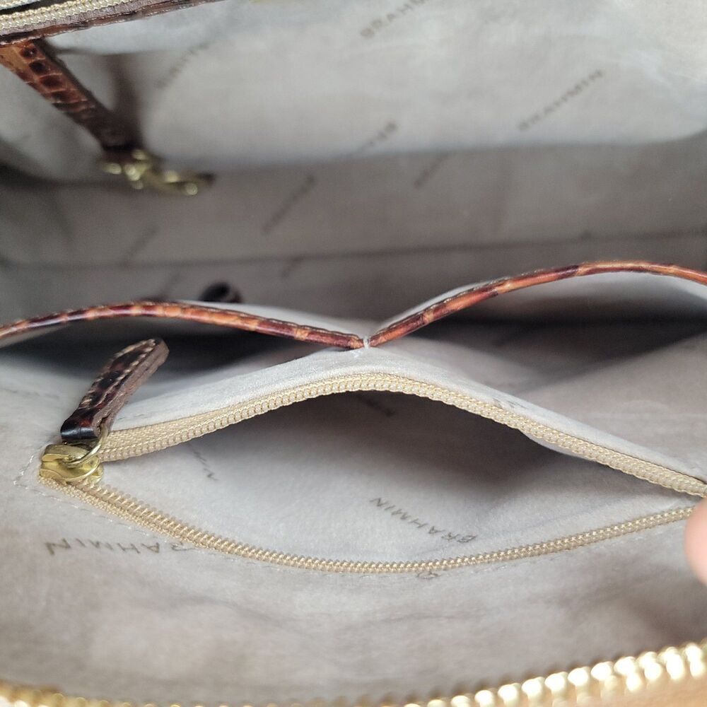 RARE Brahmin Stacy Bonnie Melbourne Collection Pecan Croc Leather Dr. Bag Set - Picture 13 of 16